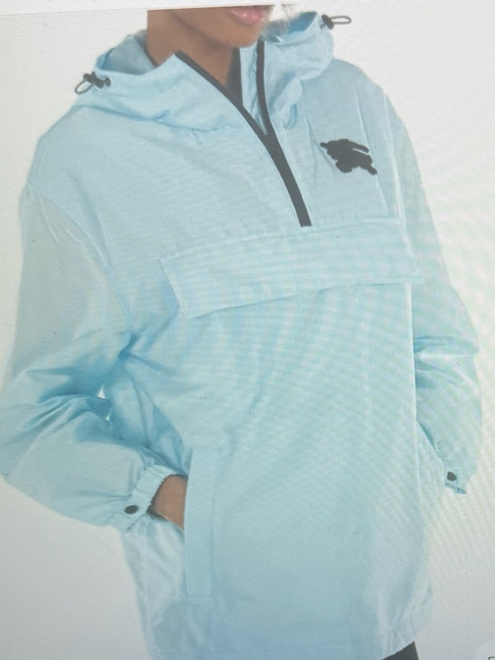 Burberry, NWTs light  Blue Anorak Pullover with Black Logo sz 6